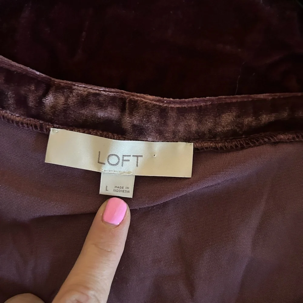 LOFT Large Petite Velvet Puff Sleeve Top